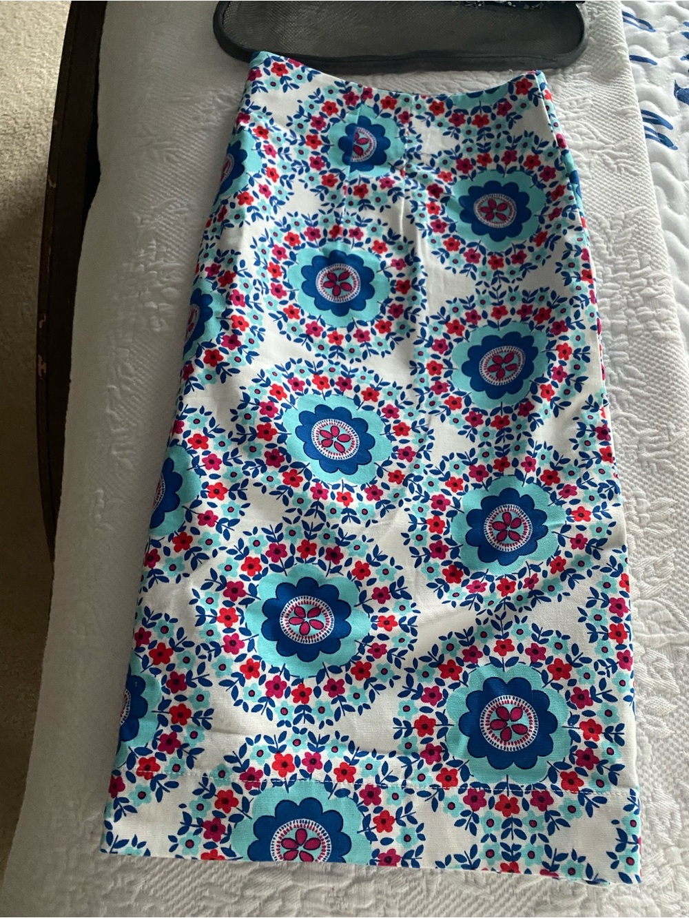 Talbots White Skirt with Blue and Pink Floral Trim